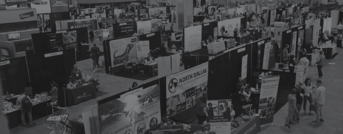 wide shot of booths in exhibit hall