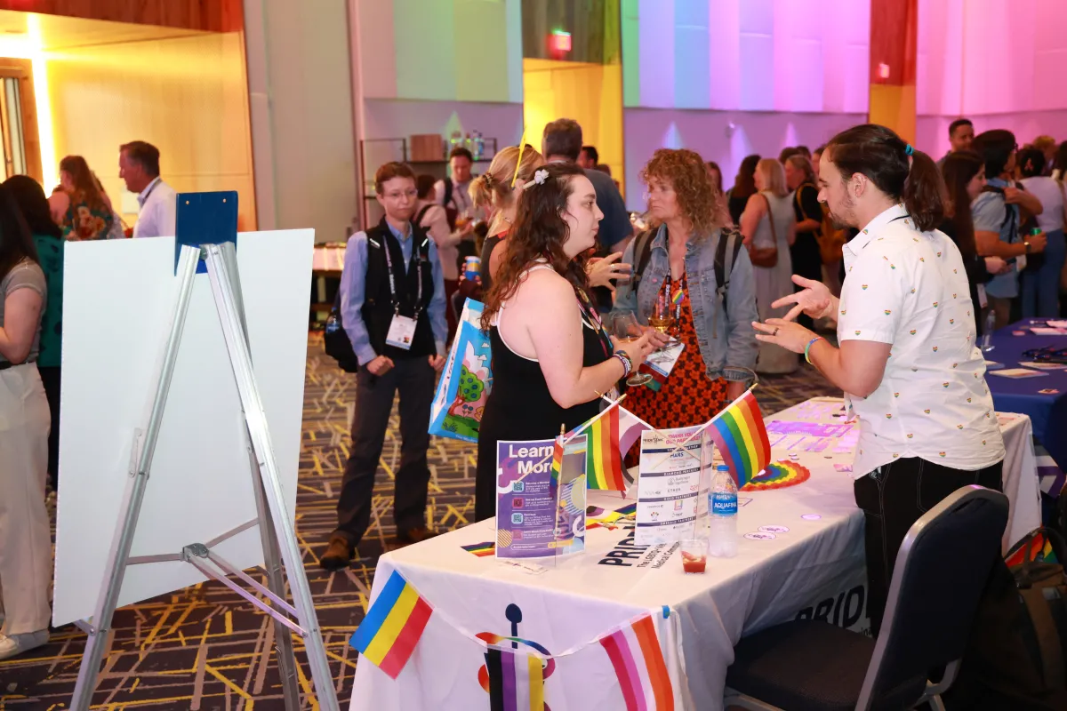 Two women conversing 