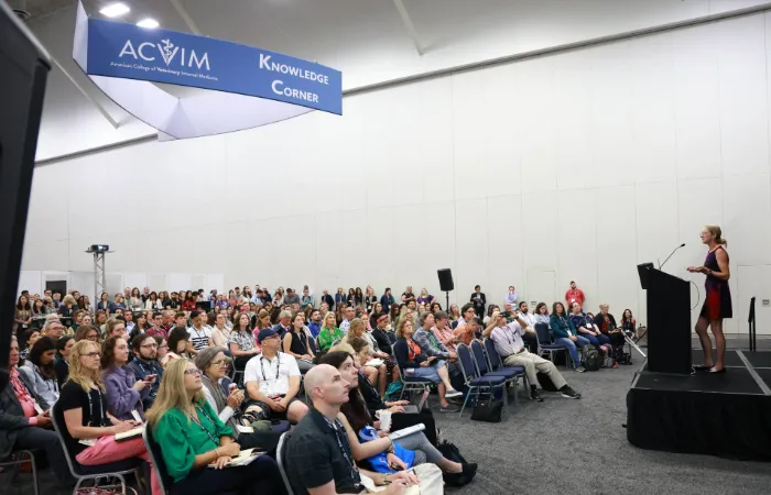 Speaker addressing audience in Knowledge Corner