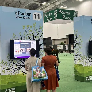 Two women at a kiosk