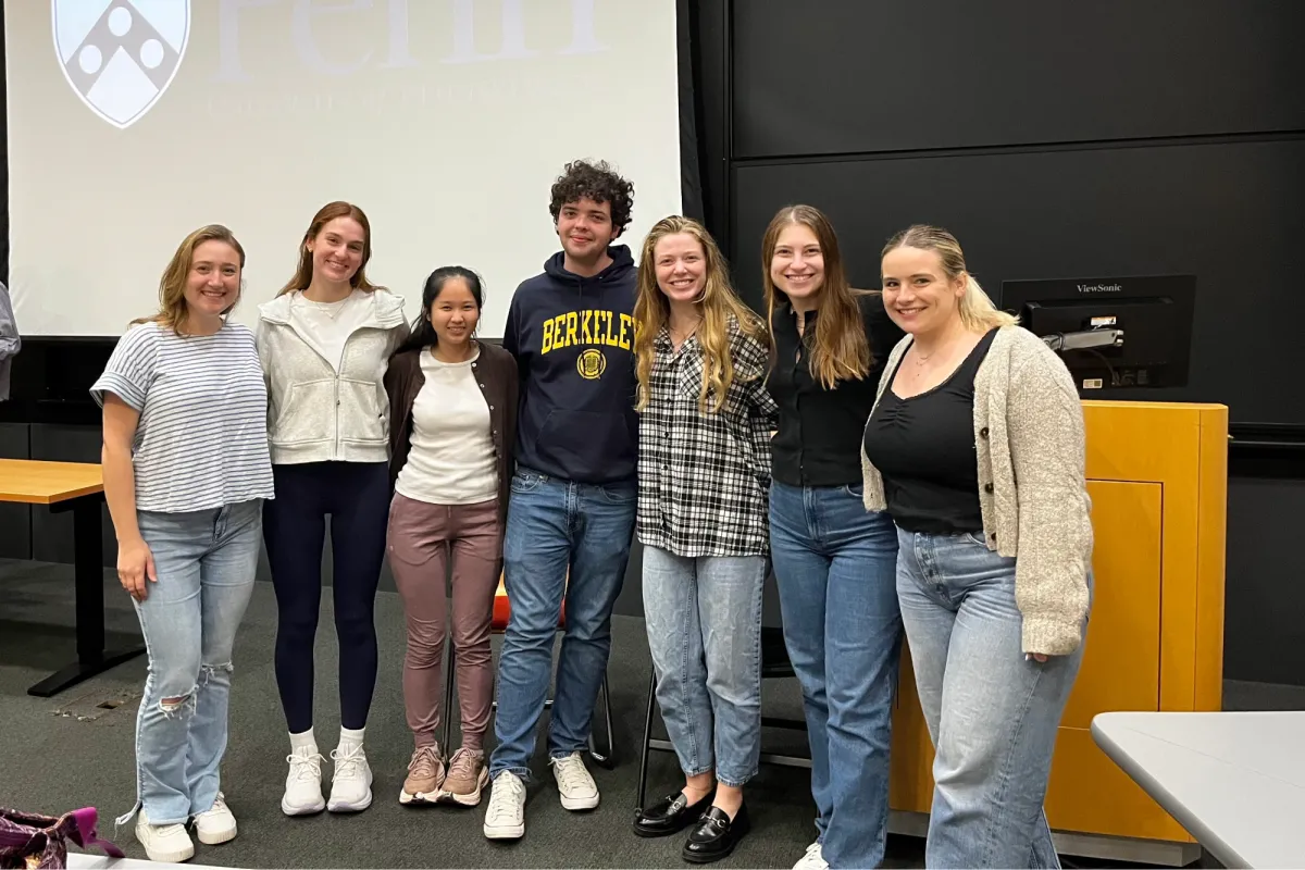 Students pose for a photo at a chapter event