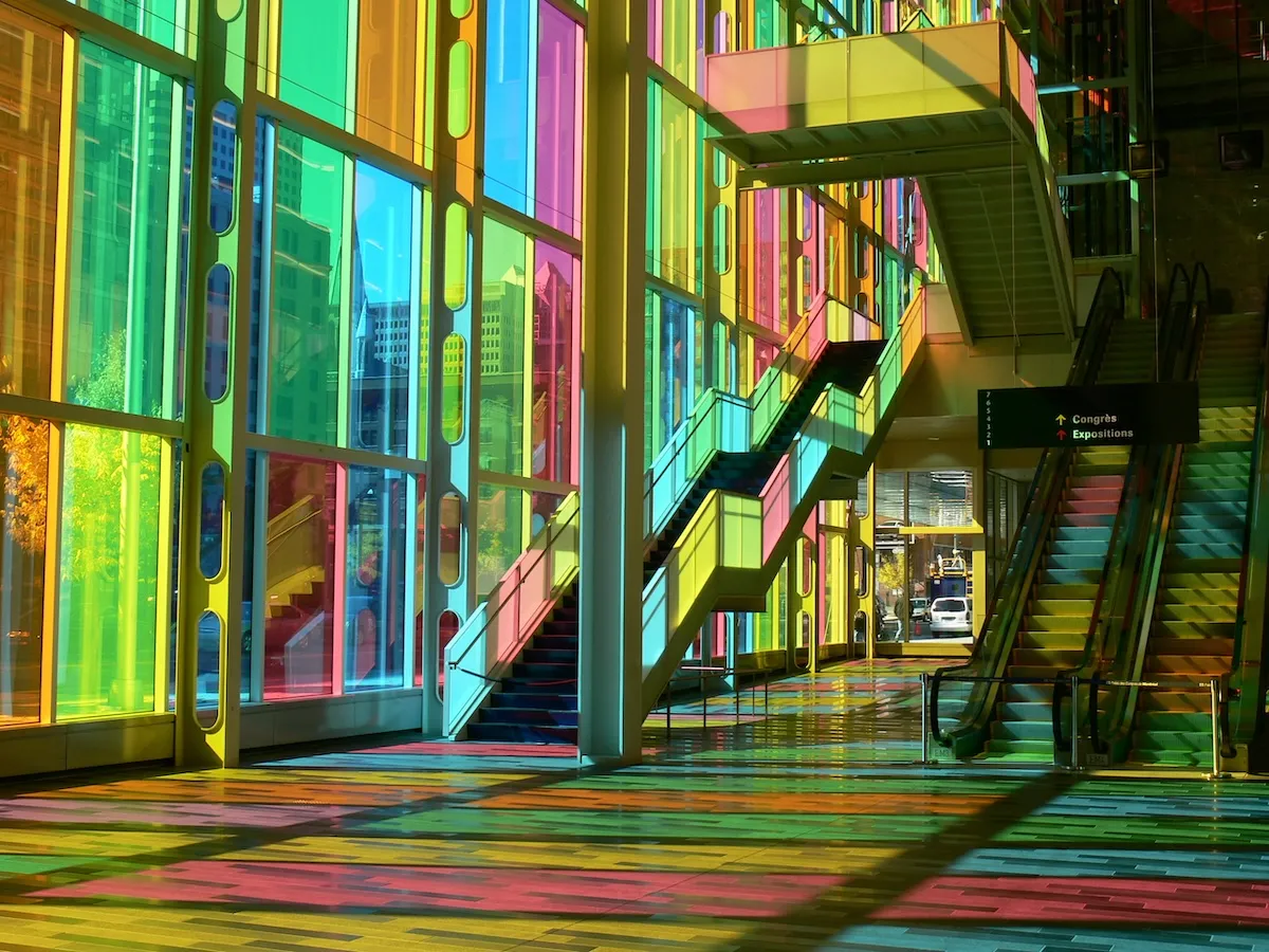 Montreal convention center colorful windows